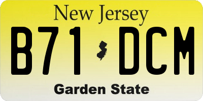 NJ license plate B71DCM