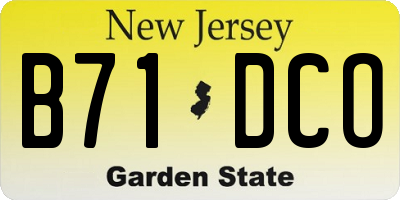 NJ license plate B71DCO
