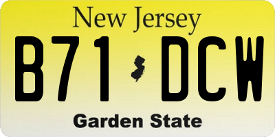 NJ license plate B71DCW