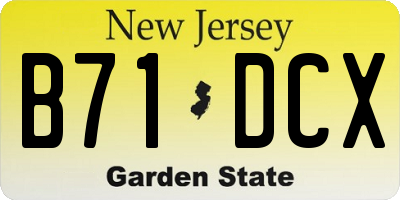 NJ license plate B71DCX