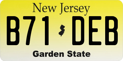 NJ license plate B71DEB
