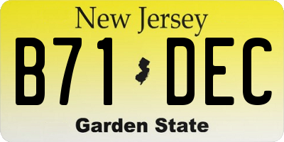 NJ license plate B71DEC