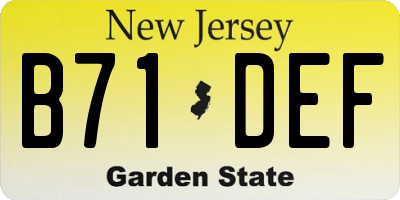 NJ license plate B71DEF