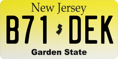NJ license plate B71DEK