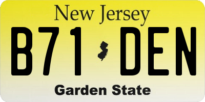 NJ license plate B71DEN