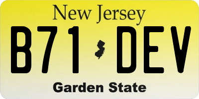 NJ license plate B71DEV