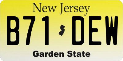 NJ license plate B71DEW
