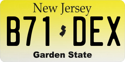 NJ license plate B71DEX