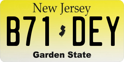 NJ license plate B71DEY