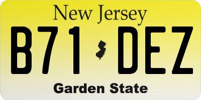NJ license plate B71DEZ