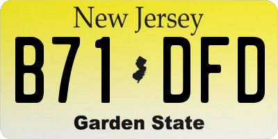 NJ license plate B71DFD