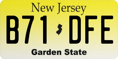 NJ license plate B71DFE