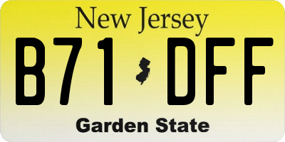 NJ license plate B71DFF
