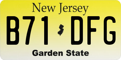NJ license plate B71DFG
