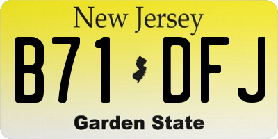 NJ license plate B71DFJ