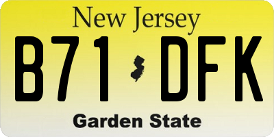 NJ license plate B71DFK