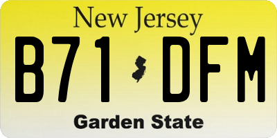 NJ license plate B71DFM