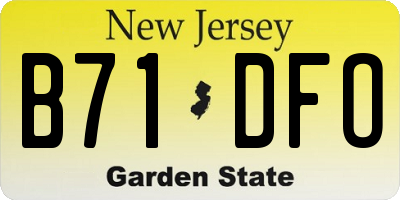 NJ license plate B71DFO