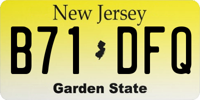 NJ license plate B71DFQ
