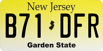 NJ license plate B71DFR