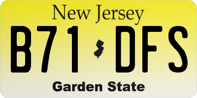 NJ license plate B71DFS