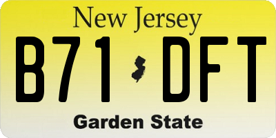 NJ license plate B71DFT