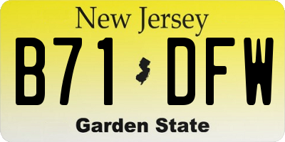 NJ license plate B71DFW