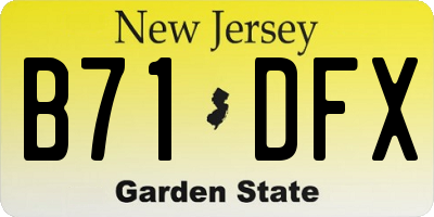 NJ license plate B71DFX