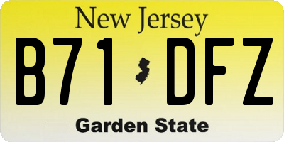 NJ license plate B71DFZ