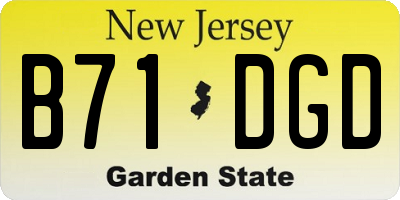 NJ license plate B71DGD