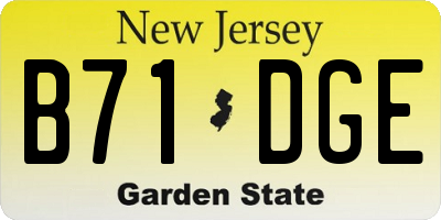 NJ license plate B71DGE