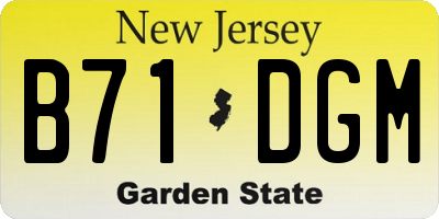 NJ license plate B71DGM