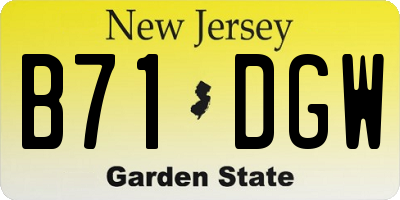 NJ license plate B71DGW