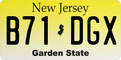 NJ license plate B71DGX