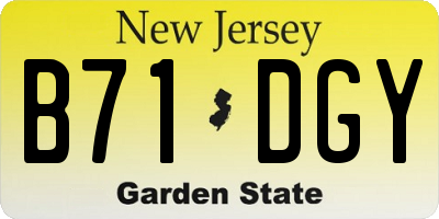 NJ license plate B71DGY