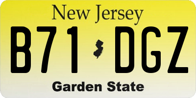 NJ license plate B71DGZ