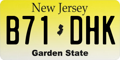 NJ license plate B71DHK