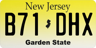 NJ license plate B71DHX