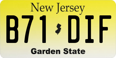 NJ license plate B71DIF