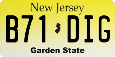 NJ license plate B71DIG