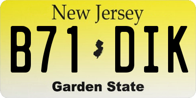 NJ license plate B71DIK