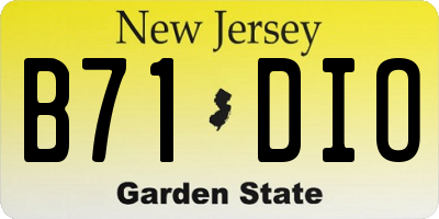 NJ license plate B71DIO