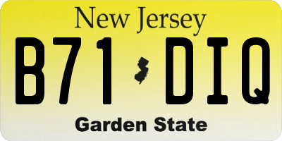 NJ license plate B71DIQ