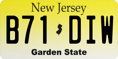 NJ license plate B71DIW