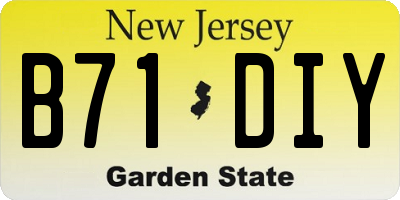 NJ license plate B71DIY