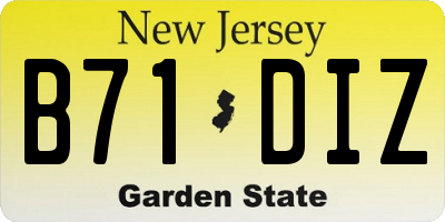 NJ license plate B71DIZ