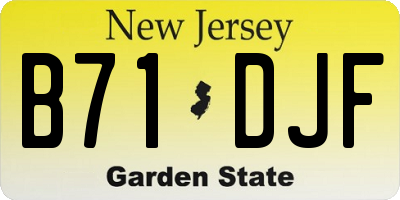 NJ license plate B71DJF