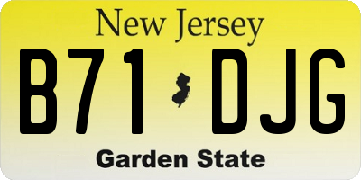 NJ license plate B71DJG