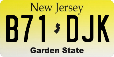 NJ license plate B71DJK