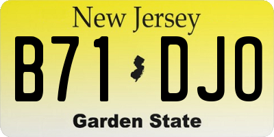 NJ license plate B71DJO
